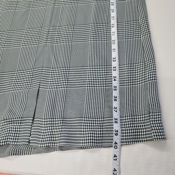 Lewit Posy Rosa Dress Womens 4 Green/White Houndstooth V-Neck Slit Front - Picture 12 of 14